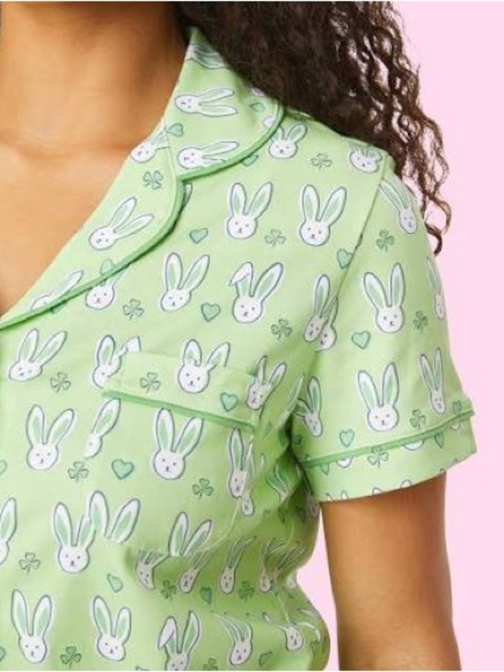 Roller Rabbit Green Bunny Print Button Down Shirt